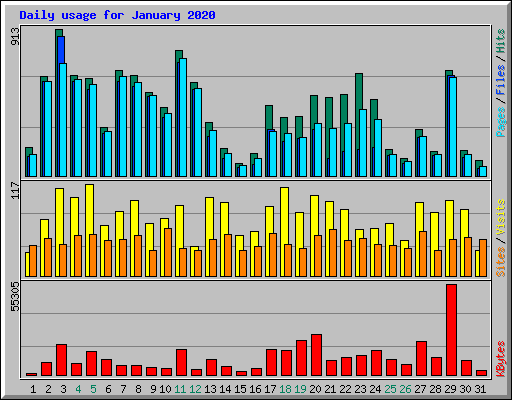 Daily usage for January 2020