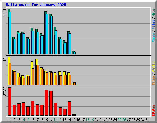 Daily usage for January 2025